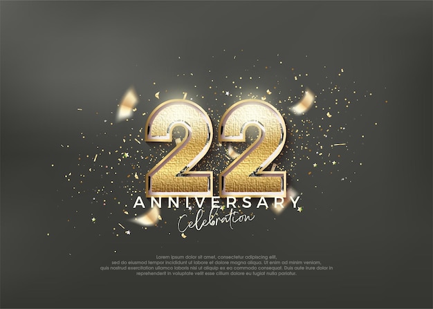 Lussuoso ed elegante numero 22 disegno premium per la celebrazione Vettore premium per il manifesto banner celebrazione saluto