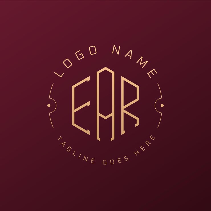 Vettore luxury ear logo design elegante lettera ear monogramma logo minimalista poligono modello di progettazione del logo ear