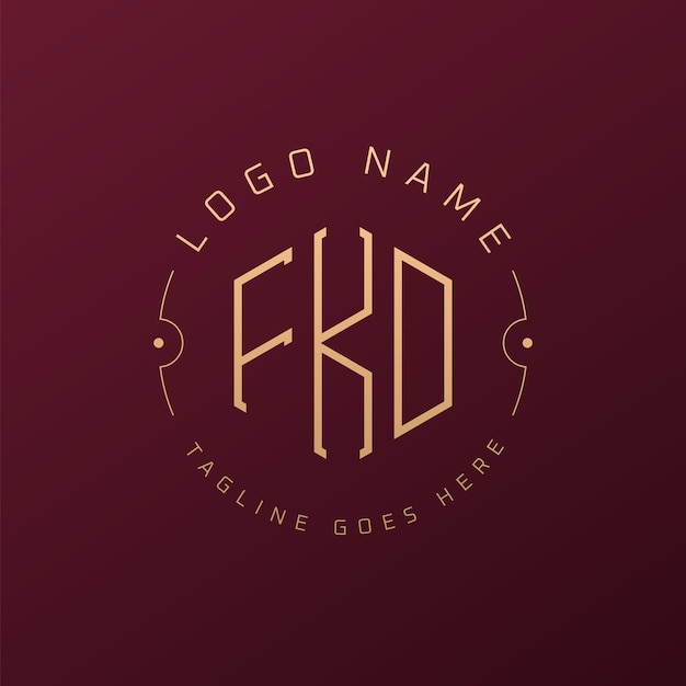 Luxury FKD Logo Design Elegante Lettera FKD Monogramma Logo Minimalista Poligono FKD Modello di progettazione del logo