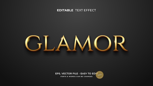 Luxury gold editable text effect glamour text style (effetto testo modificabile d'oro di lusso)