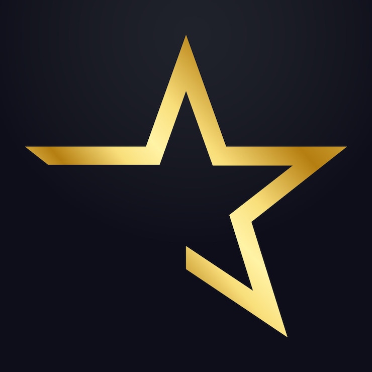 Vettore luxury golden star logo simbolo modello di disegni vettoriali, stile elegante sfondo nero