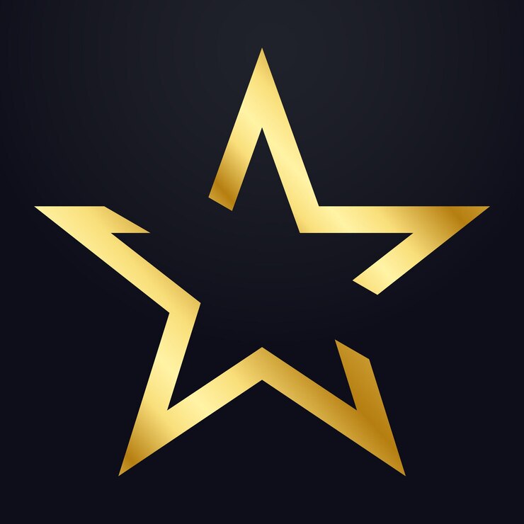 Luxury Golden Star logo simbolo modello di disegni vettoriali, stile elegante sfondo nero