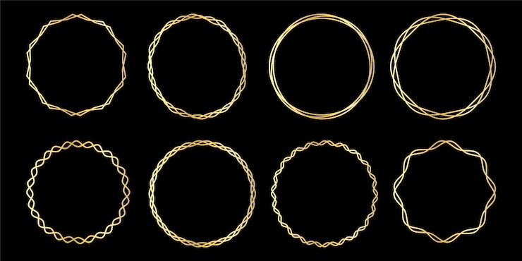 Vettore luxury royal vintage golden scribble circle ornamento cornice decorativa cornice circolare,