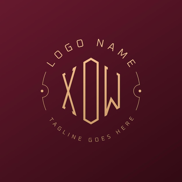 Luxury XOW Logo Design Lettere eleganti XOW Monogramma Logo Minimalista Poligono XOW Modello di progettazione del logo