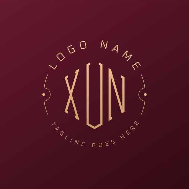 Luxury XUN Logo Design Elegante Lettera XUN Monogramma Logo Minimalista Poligono XUN Modello di progettazione del logo