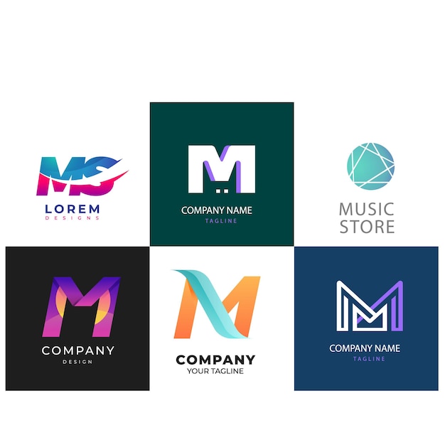 m lettera dell'alfabeto iniziale progettazione a gradiente colorato marca aziendale aziendale abstract logo de
