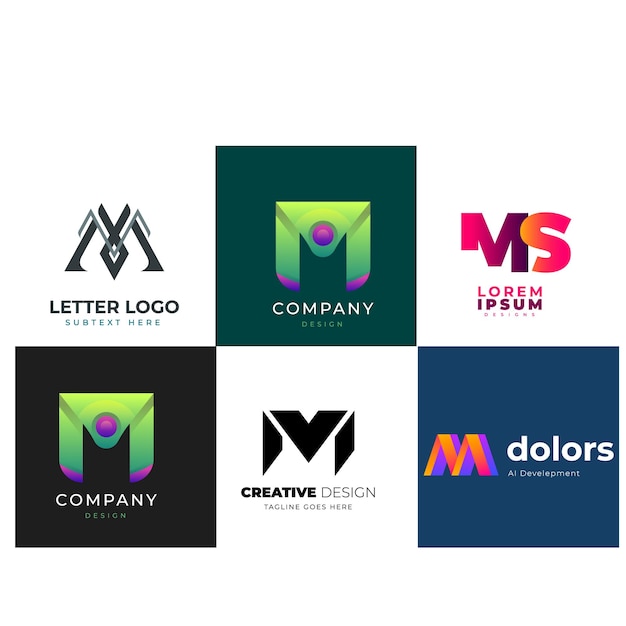 m lettera dell'alfabeto iniziale progettazione a gradiente colorato marca aziendale aziendale abstract logo de