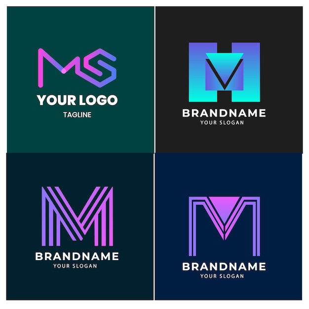 m lettera dell'alfabeto iniziale progettazione a gradiente colorato marca aziendale aziendale abstract logo de