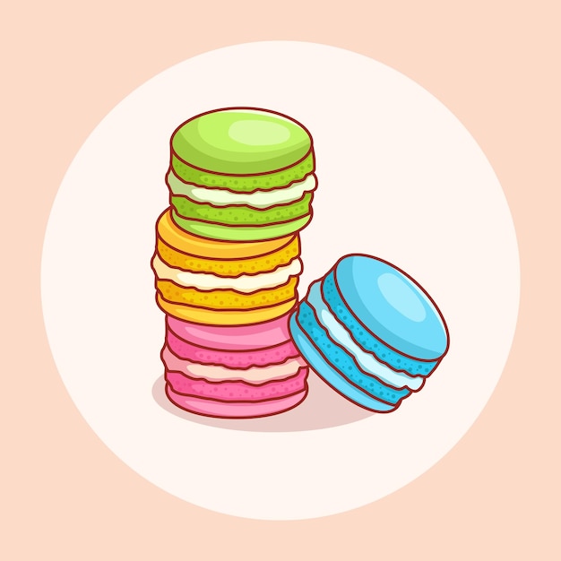 macaron cibo illustrazione dessert colorato design piatto