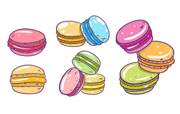 Macarons colorati insieme di raccolta illustrazione