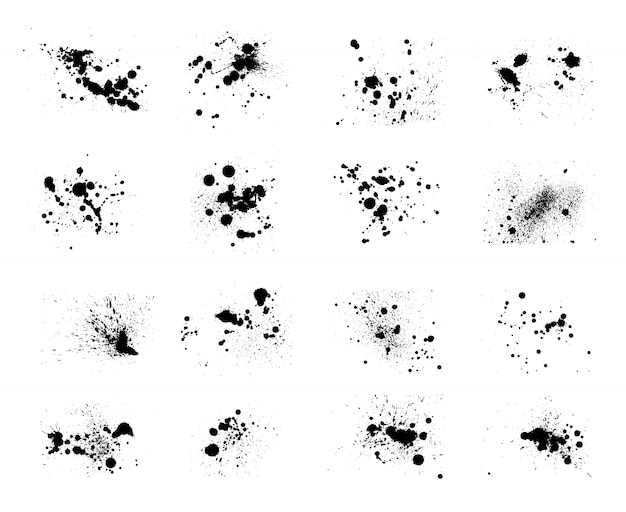 Macchie di inchiostro, set di gocce splatter