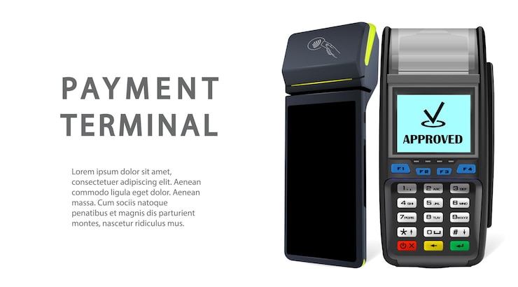 Vettore macchina di pagamento wi-fi 3d vettoriale smarthone pos terminal