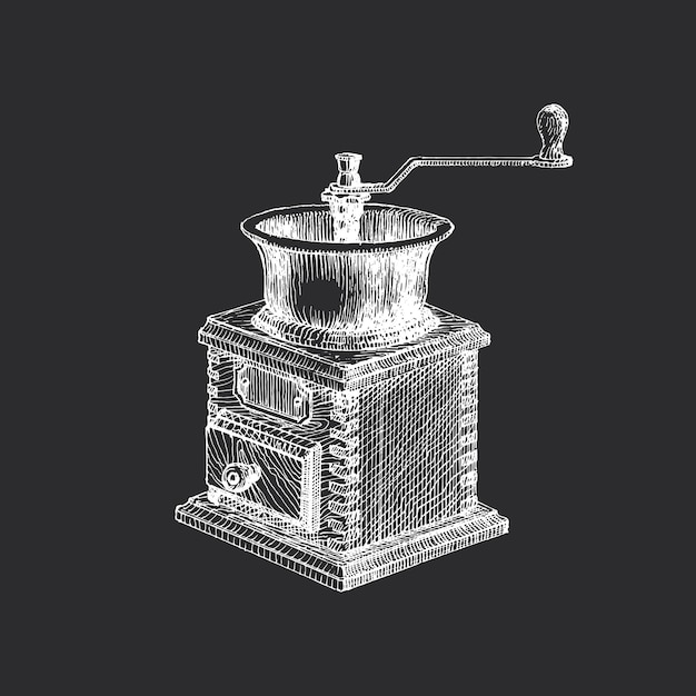 Macinacaffè vintage disegno in stile incisione