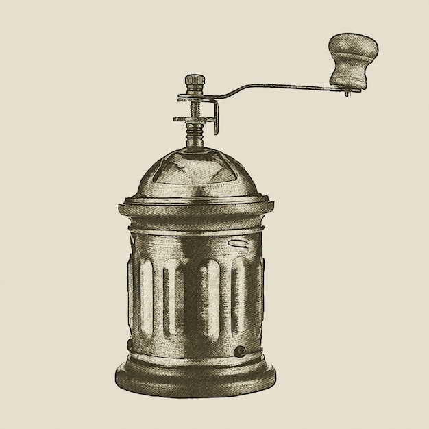 macinino da caffè vintage disegnato a mano