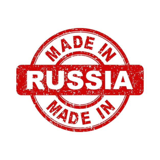 Made in Russia timbro rosso Illustrazione vettoriale su sfondo bianco