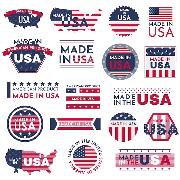 Made in USA badges patriot proud label stamp American flag made in the USA labels set American
