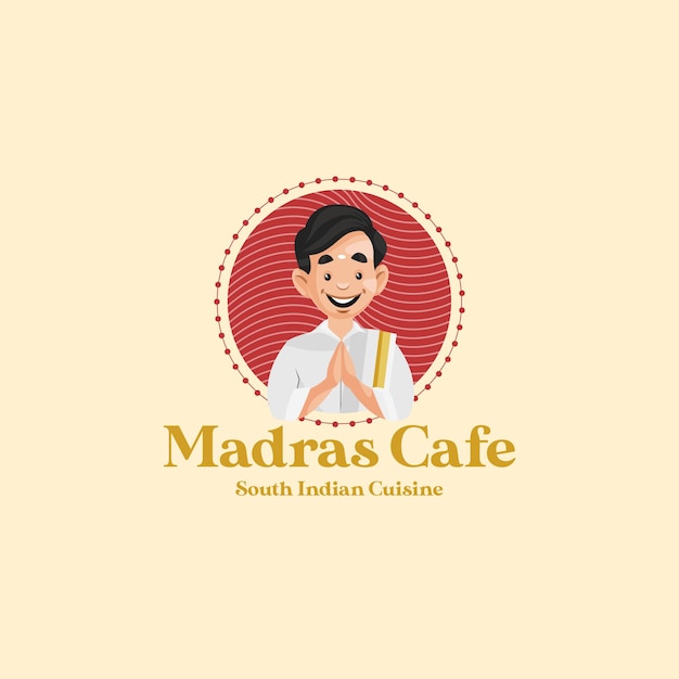 madras cafe cucina indiana del sud vettore mascotte logo template