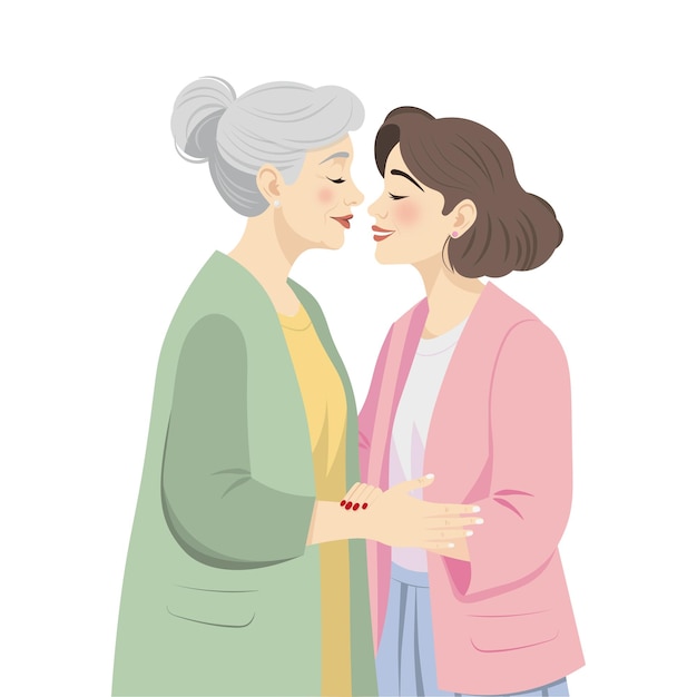 Madre anziana con figlia adulta