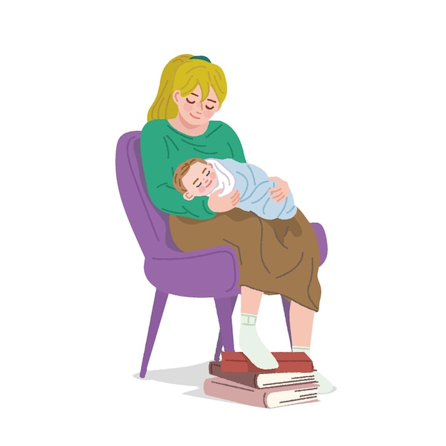 Madre seduta con il bambino sulla sedia