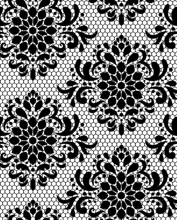 Vettore maglia a disegno con fiori neri adatta per tende carta da parati tessuto carta da avvolgere