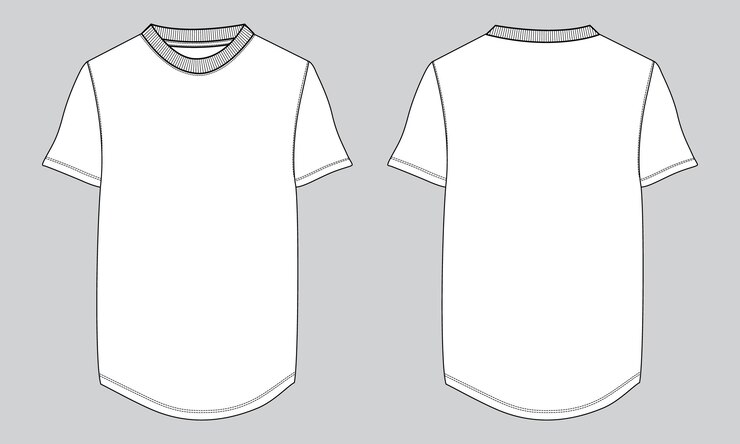 Vettore maglietta a maniche corte modello di illustrazione vettoriale di schizzo piatto di moda tecnica
