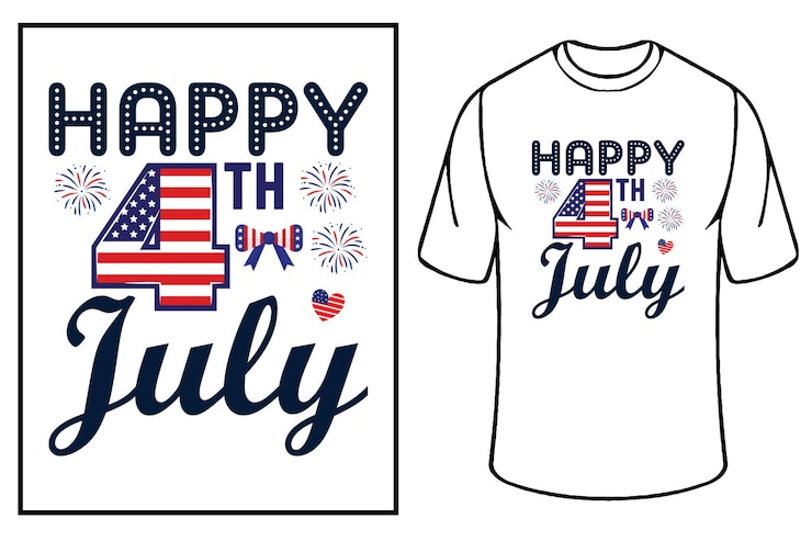 Vettore maglietta del 4 luglio per gli usa. la bandiera americana, l'indipendenza, la maglietta regalo.