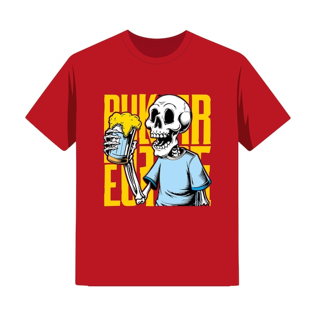 Maglietta della Skeleton Drinking Beer