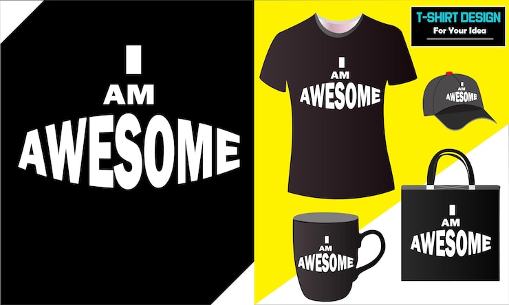 Vettore maglietta i am awesome design mug bag altro design pronto per la stampa