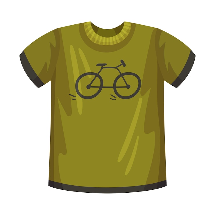 Vettore maglietta verde con stampa di bicicletta come illustrazione vettoriale di abbigliamento maschile