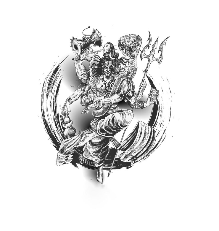 Maha Shivratri - Happy Nag Panchami Lord shiva - Poster, illustrazione vettoriale di schizzo disegnato a mano.