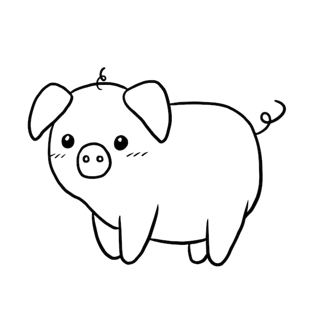 maiale cartone animato animale carino kawaii doodle da colorare pagina disegno