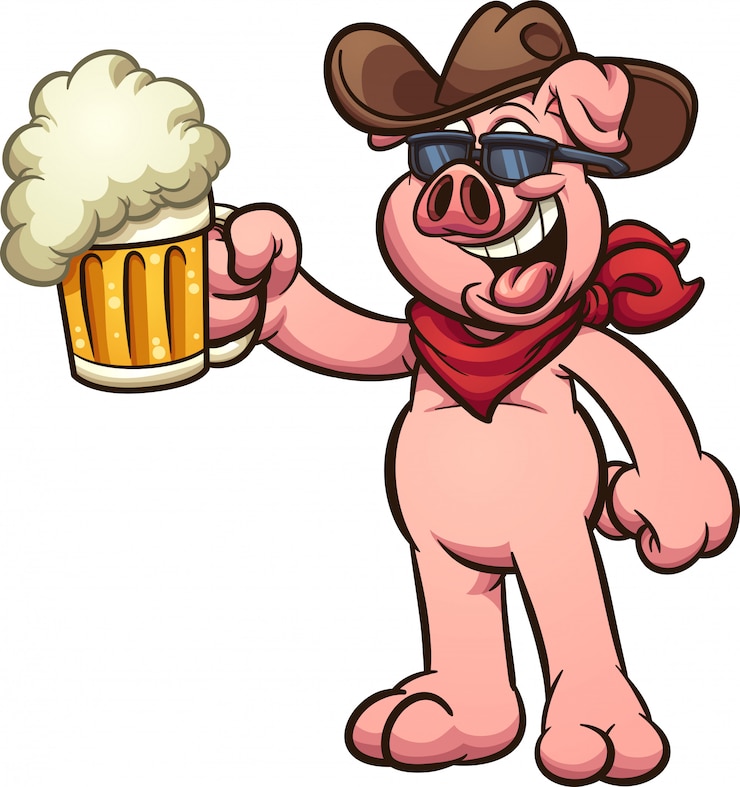 Vettore maiale da cowboy