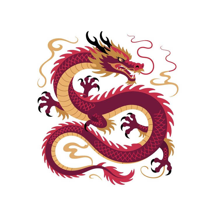 Vettore majestic red chinese dragon