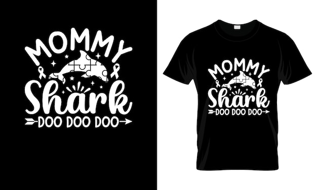 Mamma squalo doo doo doo colorato maglietta grafica autismo maglietta design