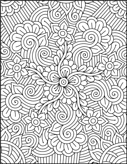 Mandala da colorare Pagina disegnata a mano Mandala floreale da colorare per adulti Nuovi modelli di mandala