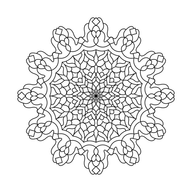 Mandala da colorare pagina illustrazione vettoriale contorno fiore modello in stile Mehndi per libro da colorare
