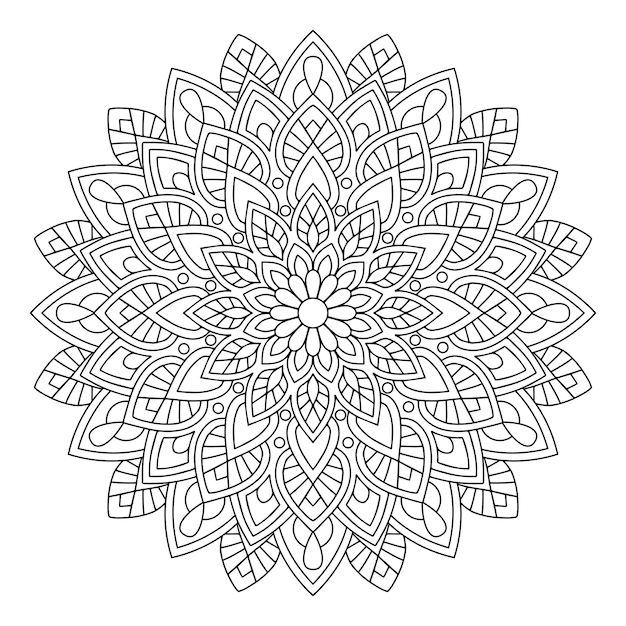 Mandala decorativo disegnato a mano per adulti libro da colorare