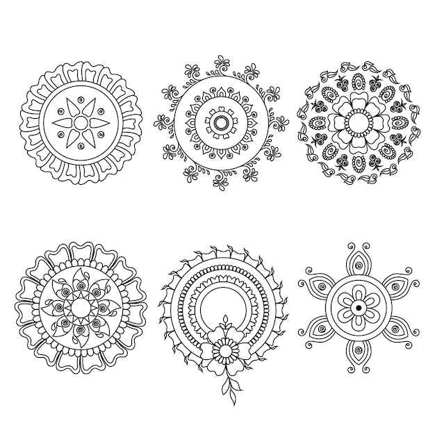 mandala design set contorno mandala line art vector