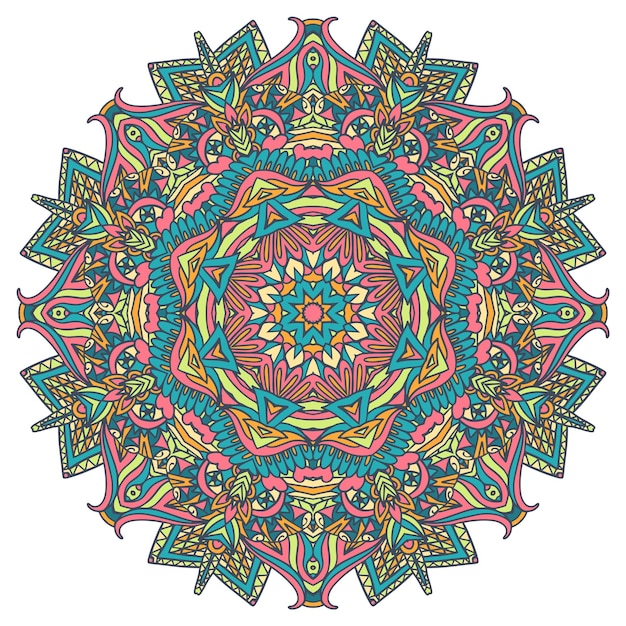 Mandala di doodle disegnato a mano di vettore Mandala etnico con ornamento di pizzo