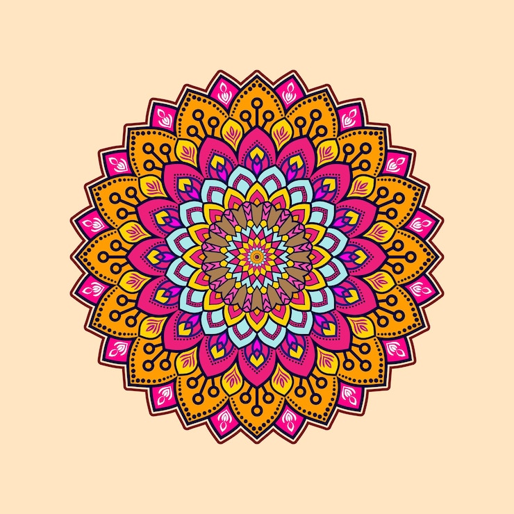 Vettore mandala di doodle disegnato a mano di vettore mandala etnico con ornamento tribale colorato