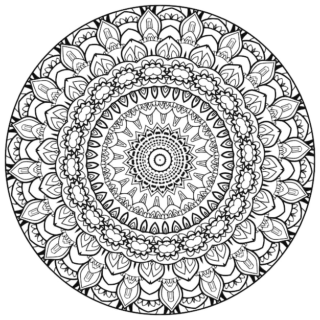 Mandala di fiori. Elementi decorativi d'epoca. Modello orientale, illustrazione vettoriale.