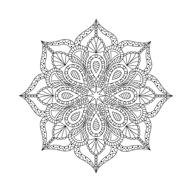 Mandala di vettore per libro da colorare. Modello rotondo isolato con elementi decorativi. Decorazione per design, illustrazione, giochi.