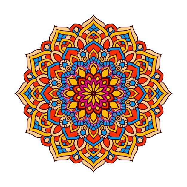 Mandala doodle disegnato a mano vettoriale con cuori Mandala etnico con ornamento colorato Colori vivaci