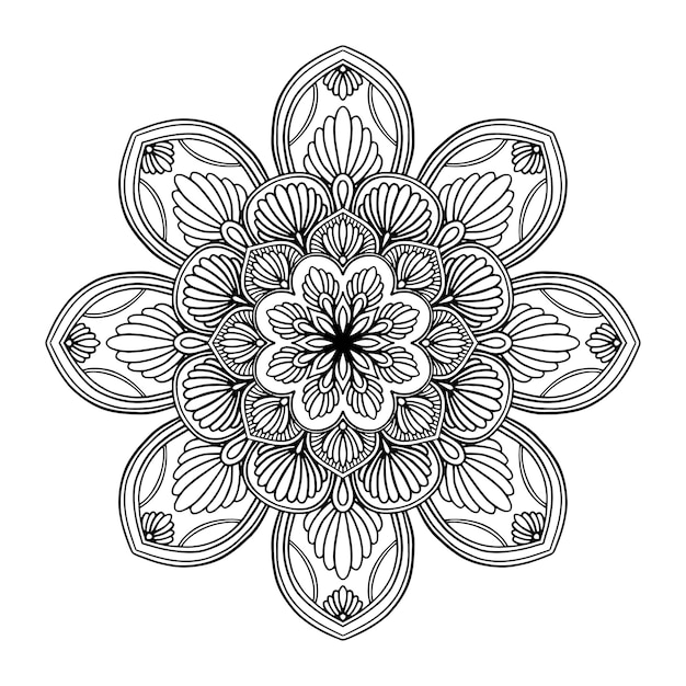 Mandala fiore rotondo per tatuaggio henné Elementi decorativi vintage Motivi orientali