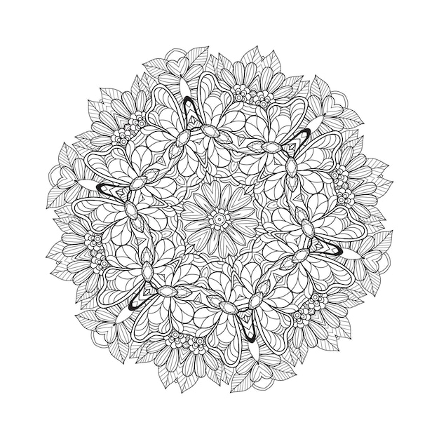 Mandala floreale circolare con stile floreale vintage Mandala vettoriale Motivo orientale