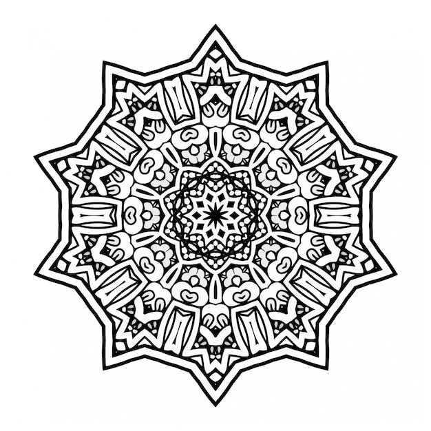 Mandala in bianco e nero design con ornamento