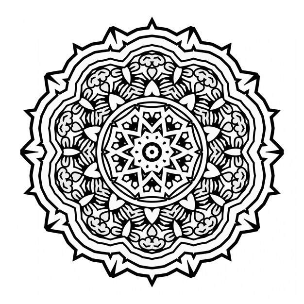 Mandala in bianco e nero design con ornamento