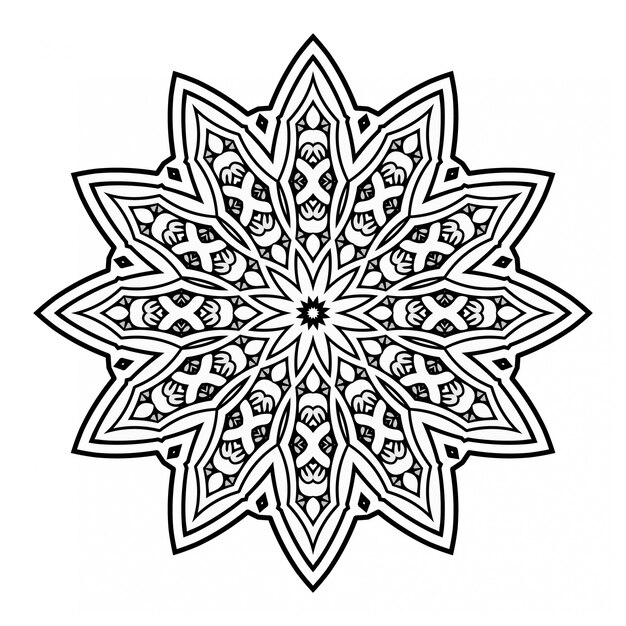 Mandala in bianco e nero design con ornamento