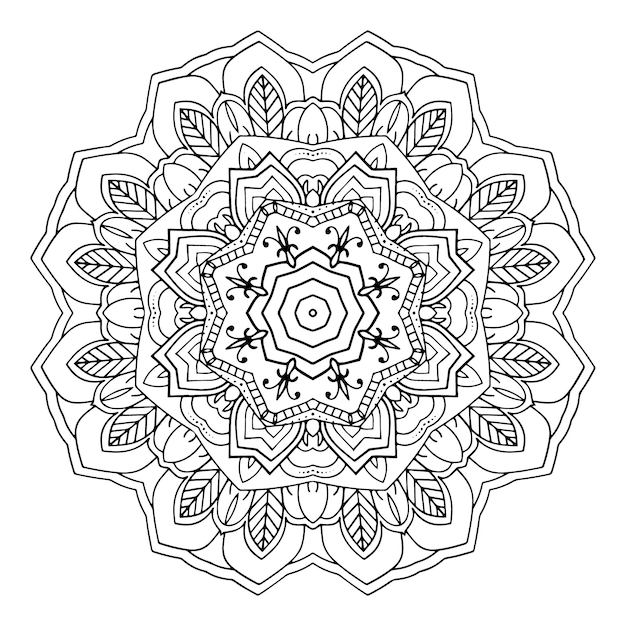 Mandala indiano di vettore Mandala di contorno per colorare