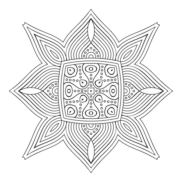 Mandala. Linea semplice, elemento decorativo per la colorazione.